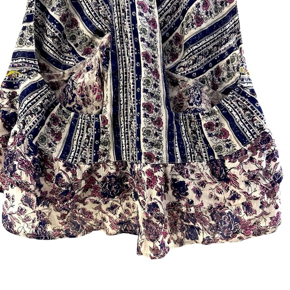 Free People cotton Love Charm T back crop top Size M Ruffle hem and tie front - Picture 7 of 10